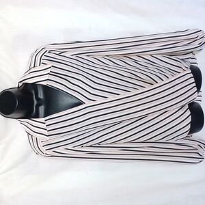 Max Studio Women's Stripe Red White/Black blouse wrap Size M